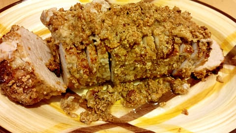 Air Fryer Pork Loin with Cashew Crust